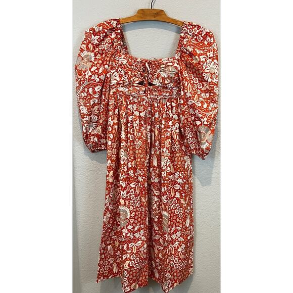 ULLA JOHNSON Alessa Floral Balloon Sleeve Cotton Midi Dress Size 0 - Picture 14 of 15